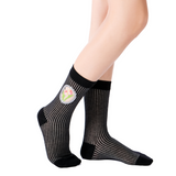La Fleur Sheer Floral Jacquard Mesh Crew Sock | Tulips