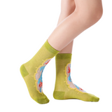 La Fleur Sheer Floral Jacquard Mesh Crew Sock | Irises