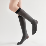 Mia Metallic Shimmer Semi-Sheer Mid-High Sock | Black