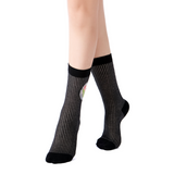 La Fleur Sheer Floral Jacquard Mesh Crew Sock | Tulips