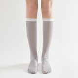 Mia Metallic Shimmer Semi-Sheer Mid-High Sock | Silver