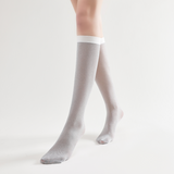Mia Metallic Shimmer Semi-Sheer Mid-High Sock | Silver