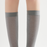 Mia Metallic Shimmer Semi-Sheer Mid-High Sock | Grey