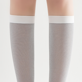 Mia Metallic Shimmer Semi-Sheer Mid-High Sock | Silver