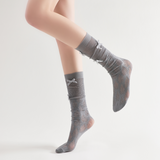Gabriella 3D Bow Ribbon Applique Lace Crew Sock | Grey