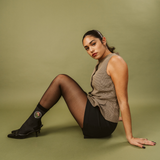 La Fleur Sheer Floral Jacquard Mesh Crew Sock | Tulips