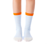 Zoe Color Block Pointelle Semi-Sheer Crew Sock | Blue