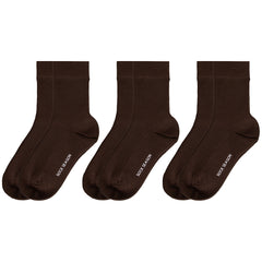 Ash Essential Ribbed Crew Sock 3-Pack | Brown