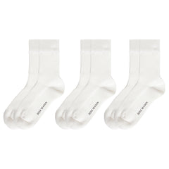 Ash Essential Ribbed Crew Sock 3-Pack | White