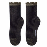 Aliyah Scallop Sparkle Crew Sock | Black Gold - Sock Season