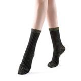 Aliyah Scallop Sparkle Crew Sock | Black Gold - Sock Season