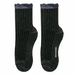 Aliyah Scallop Sparkle Crew Sock | Black Silver - Sock Season