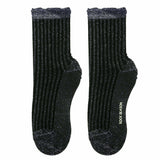Aliyah Scallop Sparkle Crew Sock | Black Silver - Sock Season
