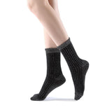 Aliyah Scallop Sparkle Crew Sock | Black Silver - Sock Season