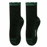 Aliyah Scallop Sparkle Crew Sock | Green - Sock Season