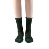 Aliyah Scallop Sparkle Crew Sock | Green - Sock Season