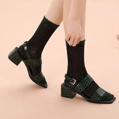 Aliyah Scallop Sparkle Crew Sock | Green - Sock Season