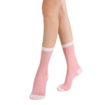 Camellia Striped Ribbed Semi-Sheer Ankle Sock | Pink - Sock Season