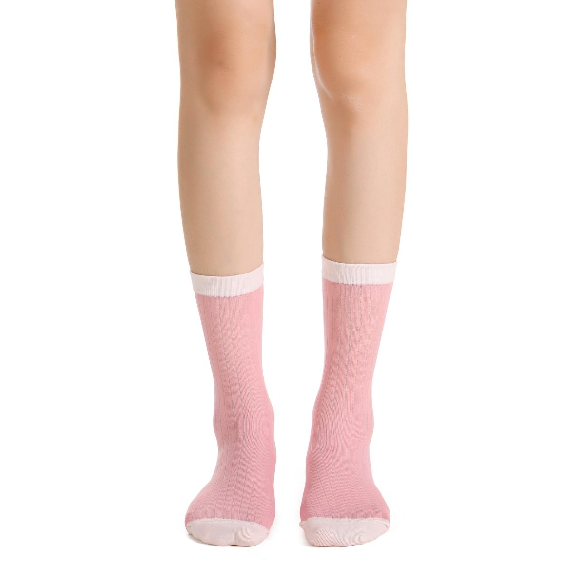 Camellia Striped Ribbed Semi-Sheer Ankle Sock | Pink - Sock Season