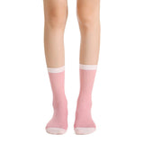 Camellia Striped Ribbed Semi-Sheer Ankle Sock | Pink - Sock Season