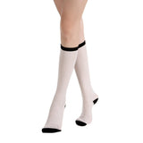 Camellia Striped Ribbed Semi-Sheer Mid-High Sock | White - Sock Season