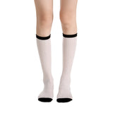 Camellia Striped Ribbed Semi-Sheer Mid-High Sock | White - Sock Season