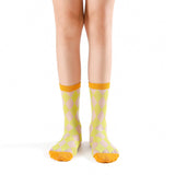 Cleo Argyle Sheer Crew Sock | Orange/Yellow