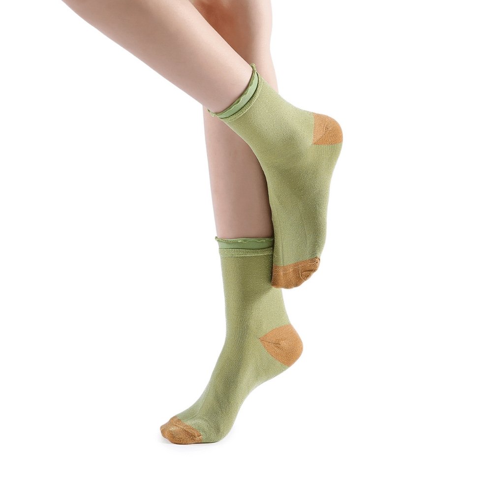 Daphne Ruffle Glitter Ankle Sock | Green - Sock Season