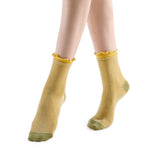 Daphne Ruffle Glitter Ankle Sock | Yellow - Sock Season