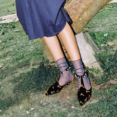 Diamond Sheer Crew Sock | Navy - Sock Season