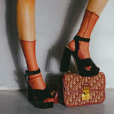 Diamond Sheer Crew Sock | Red - Sock Season