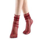 Diamond Sheer Crew Sock | Red - Sock Season
