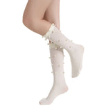 Naomi Pearl Stud Embellished Crew Sock | White