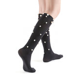 Naomi Pearl Stud Embellished Knee-High Sock | Black