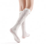 Naomi Pearl Stud Embellished Knee-High Sock | White