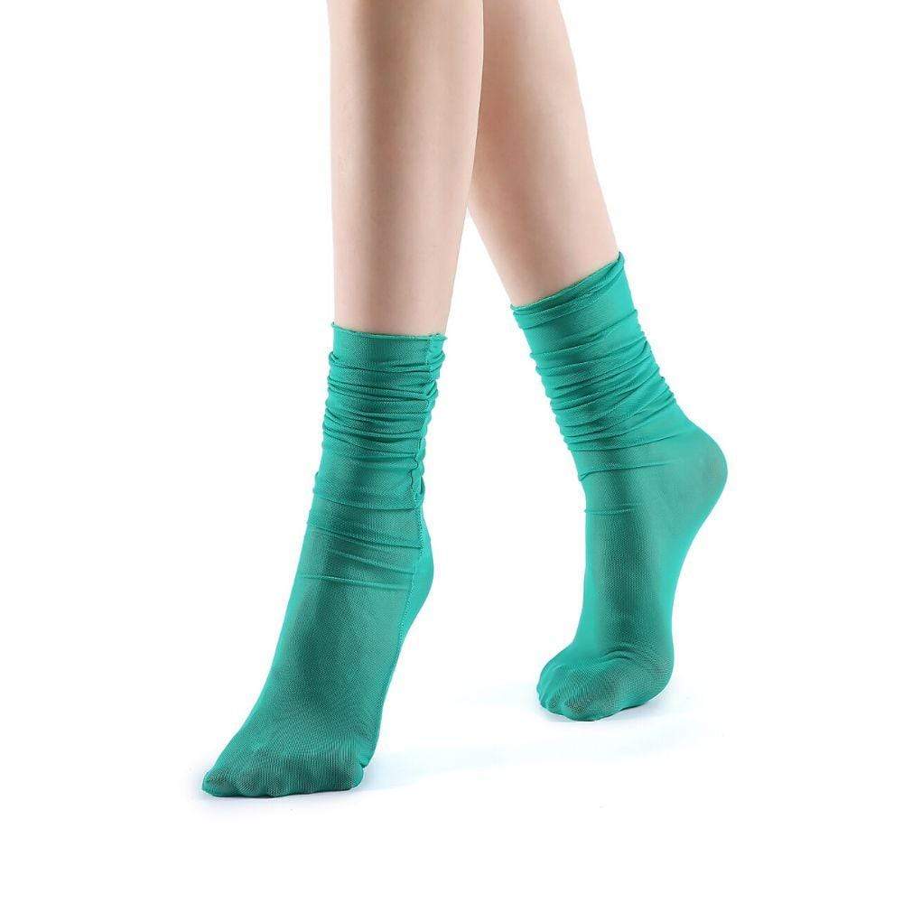 Neverminder Slouch Sheer Crew Sock | Green - Sock Season