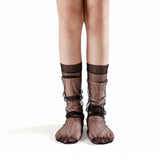 Olivia Slouch Sheer Tulle Crew Sock | Black
