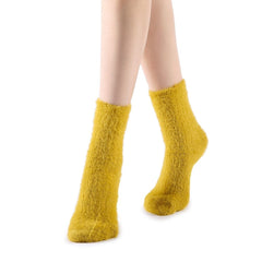 Polly Fuzzy Crew Sock | Yellow - Sock Season