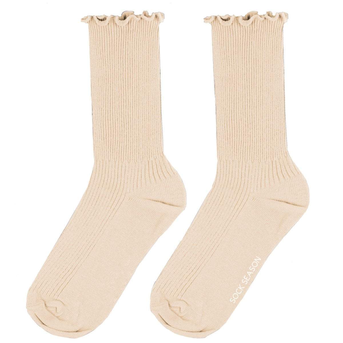 Princess Lulu Ruffle Crew Sock | Beige - Sock Season