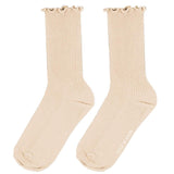 Princess Lulu Ruffle Crew Sock | Beige - Sock Season