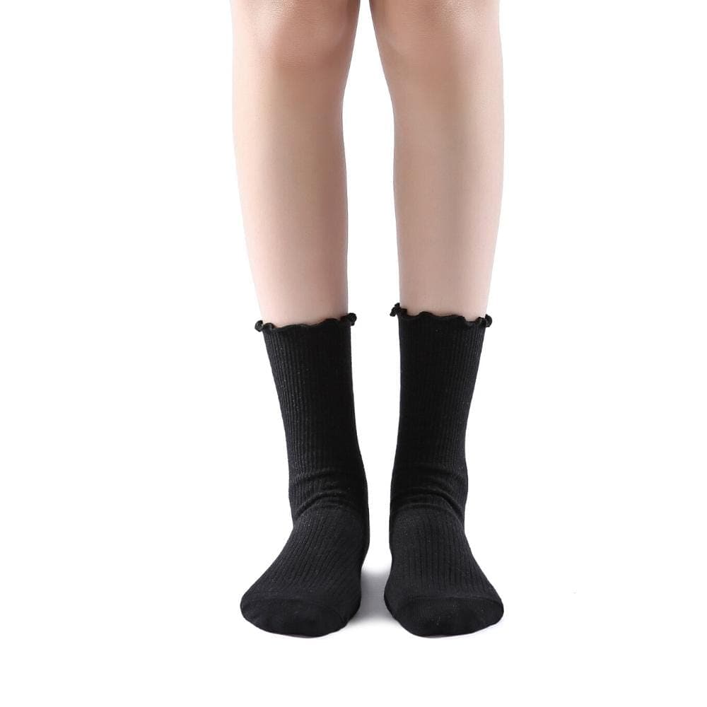 Princess Lulu Ruffle Crew Sock | Black - Sock Season