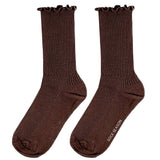 Princess Lulu Ruffle Crew Sock | Brown - Sock Season