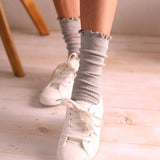 Princess Lulu Ruffle Crew Sock | Grey - Sock Season