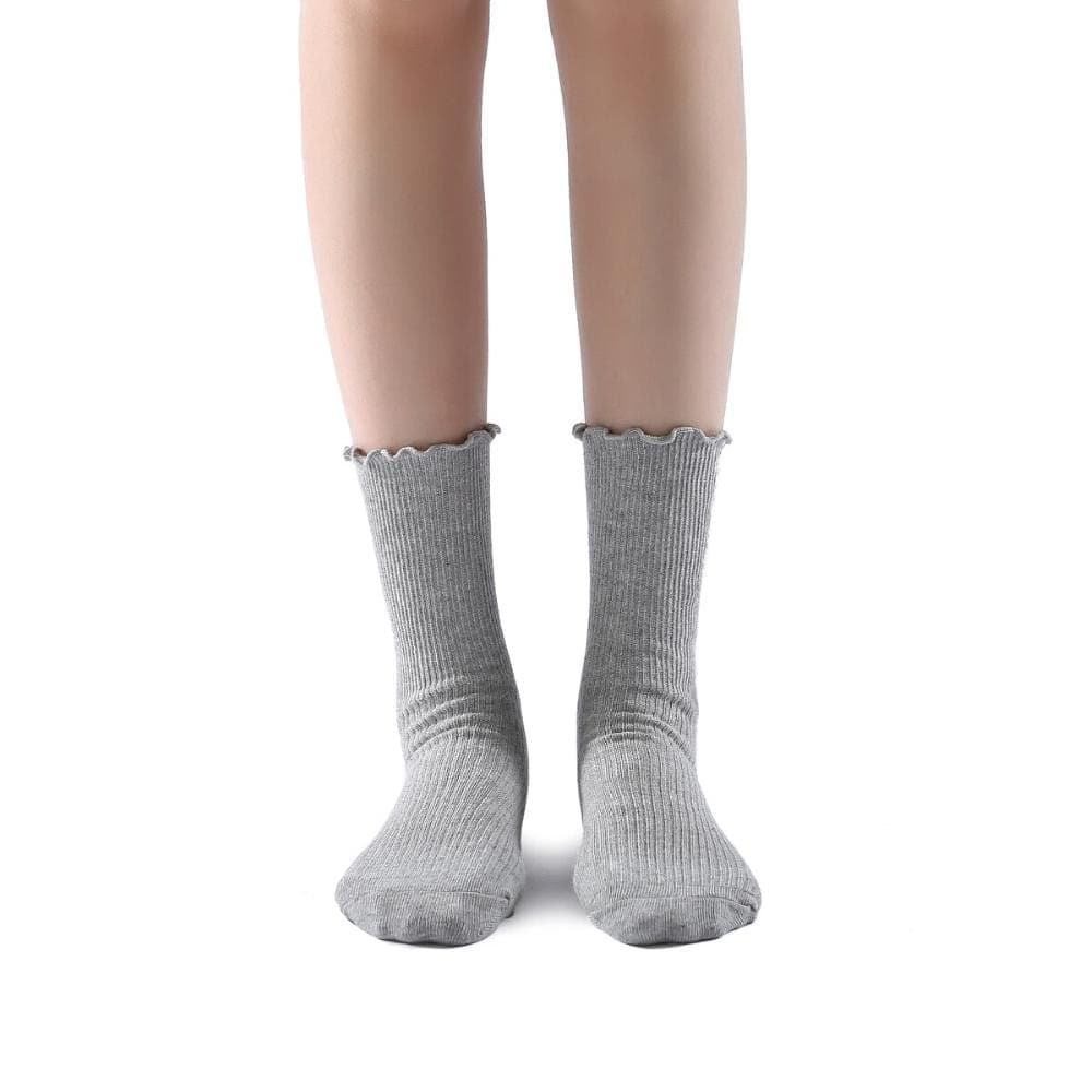 Princess Lulu Ruffle Crew Sock | Grey - Sock Season