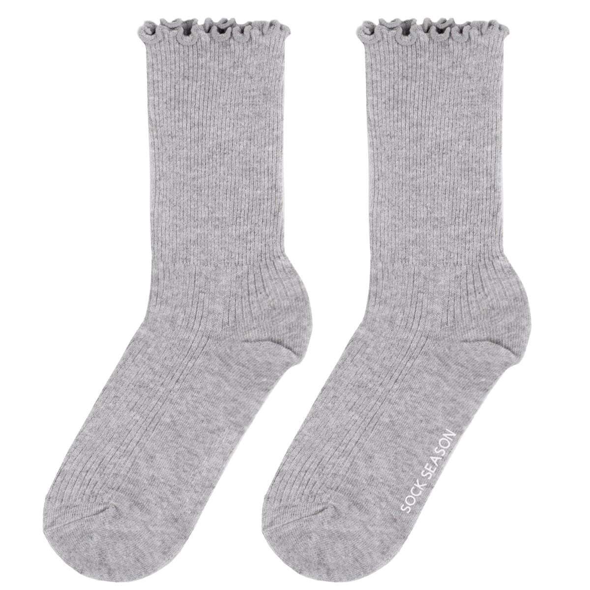 Princess Lulu Ruffle Crew Sock | Grey - Sock Season