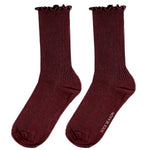 Princess Lulu Ruffle Crew Sock | Maroon - Sock Season