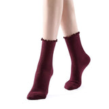 Princess Lulu Ruffle Crew Sock | Maroon - Sock Season