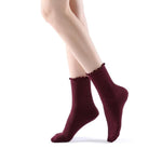 Princess Lulu Ruffle Crew Sock | Maroon - Sock Season