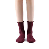 Princess Lulu Ruffle Crew Sock | Maroon - Sock Season