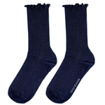 Princess Lulu Ruffle Crew Sock | Navy - Sock Season